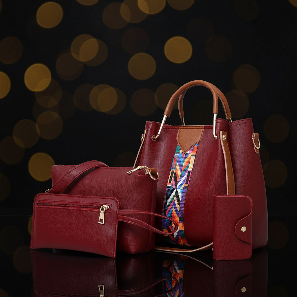 Luxury Handbag Set - Black Gold Background